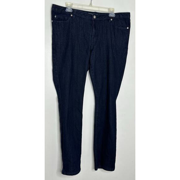Michael Kors Women's Logo Jeans Size 14 Mid Rise Dark Wash - Picture 2 of 7